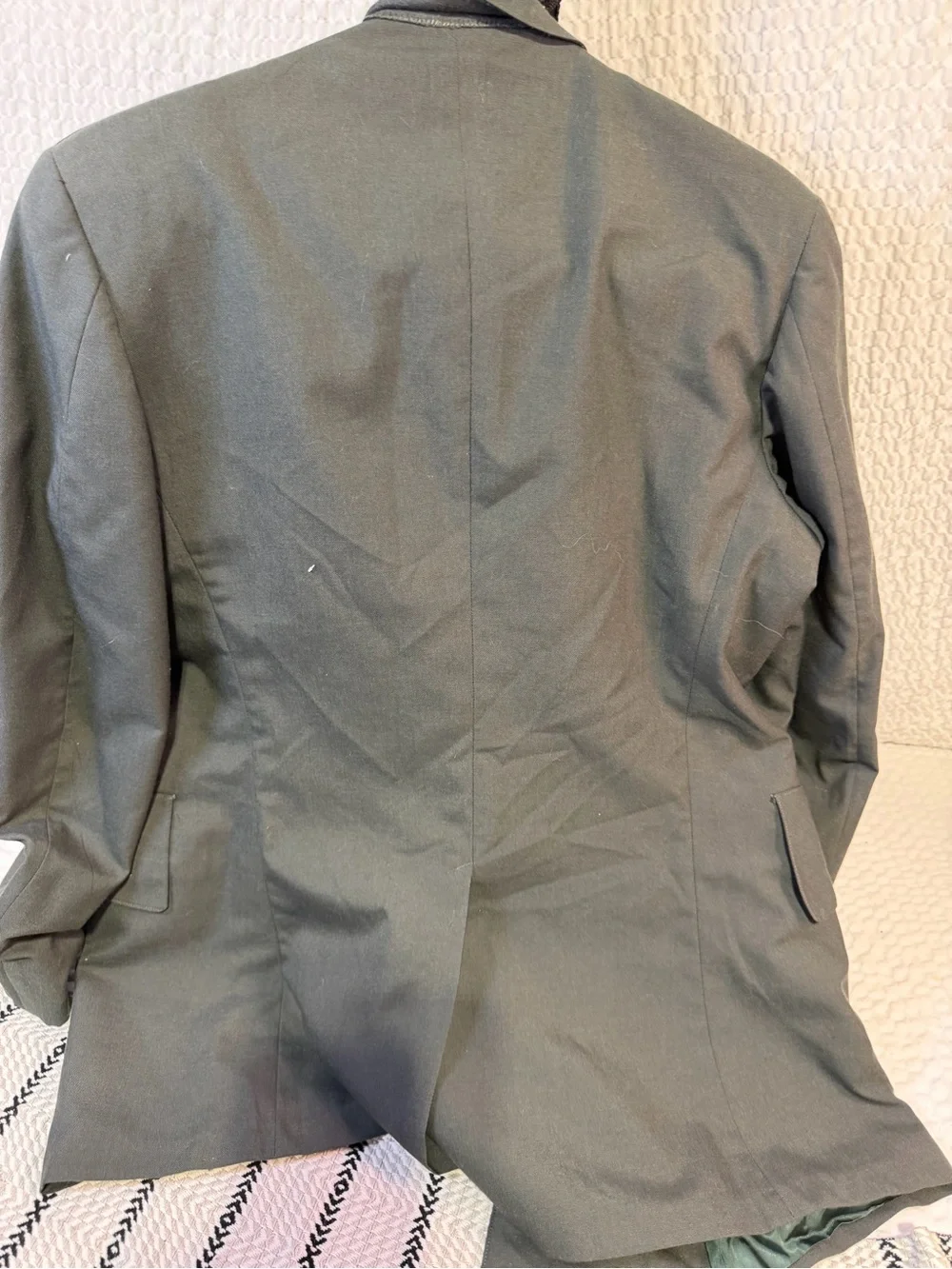 Men's Olive Green Military-Style Dress Jacket